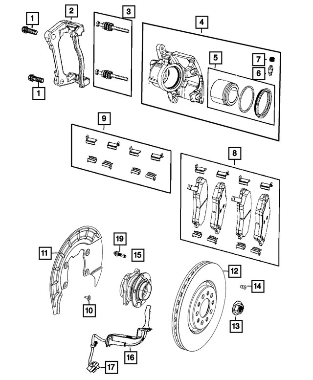 Genuine Mopar Disc Brake Pad Spring Kit 68459899AA
