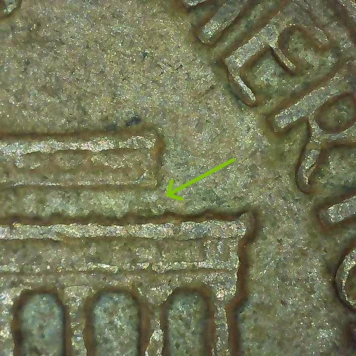 1969 D Lincoln Penny error floating roof, missing FG
