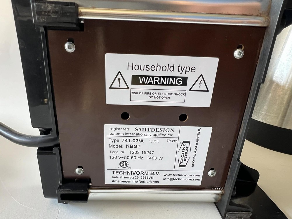 Technivorm Moccamaster KBGT 79312 Coffee Maker (READ DESCRIPTION)