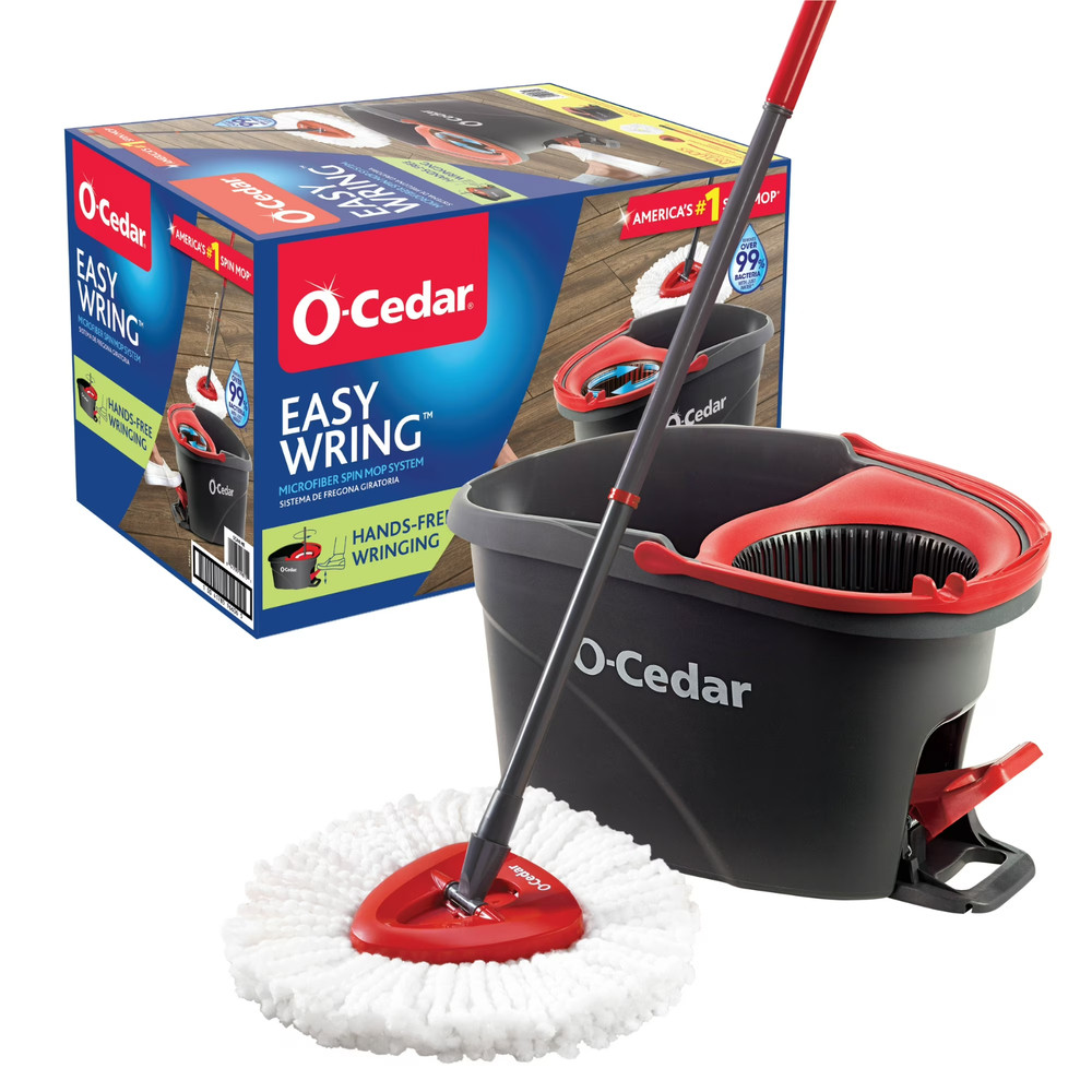 O-Cedar EasyWring Microfiber Spin Mop and Bucket System - Red