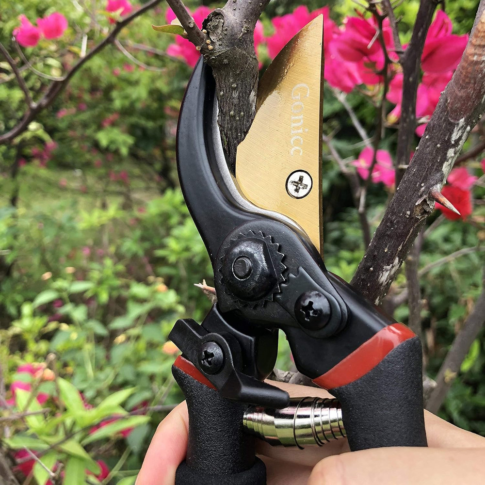 8" Professional Premium Titanium Bypass Pruning Shears, Hand Pruners, Garden Cli