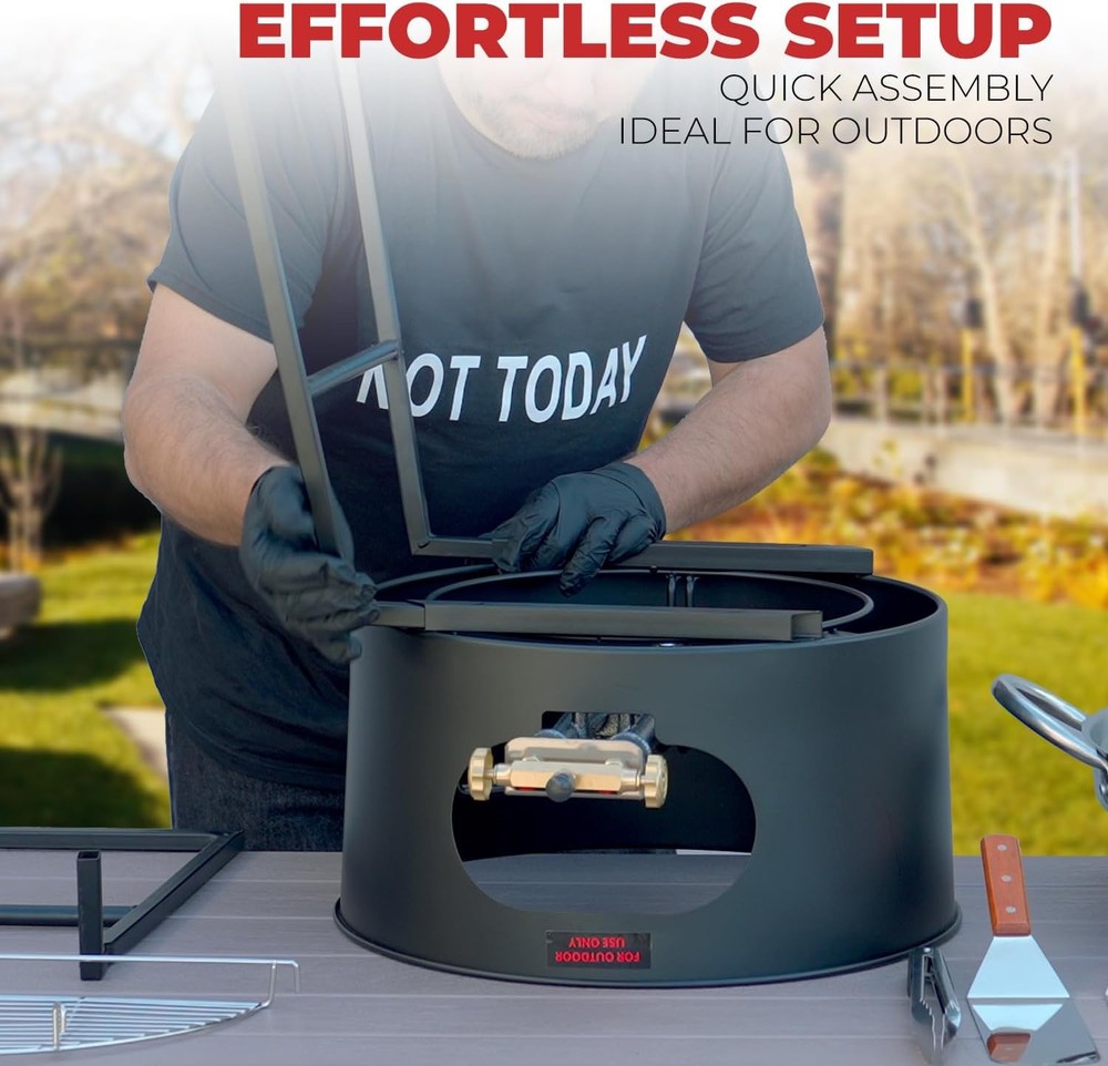 Barton 23in Concave Comal Set 80000 BTU Propane Burner