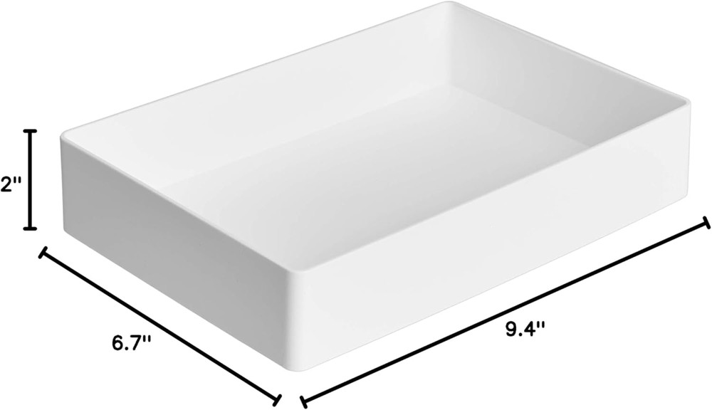 Rectangular Plastic Desk Organizer with Storage Trays, Accessory Tray, Drawer Or