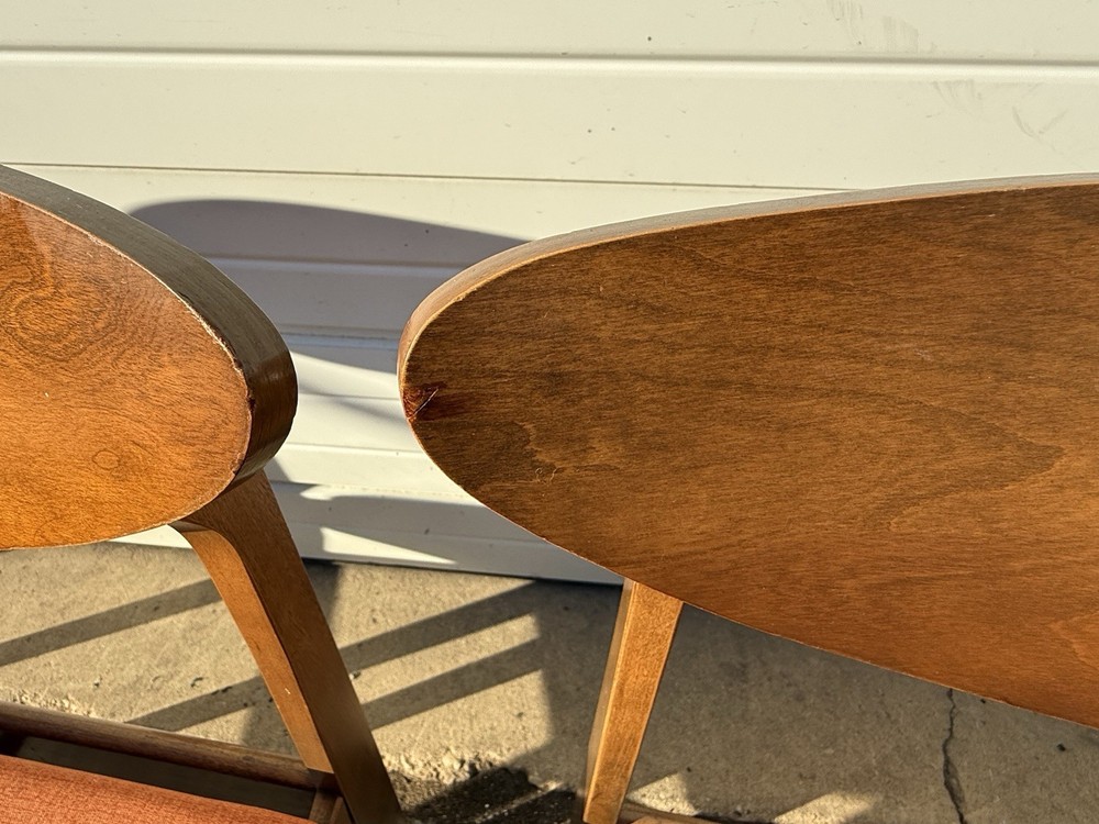 Set of 4 Mid-Century Modern Walnut Shell Back Dining Chairs