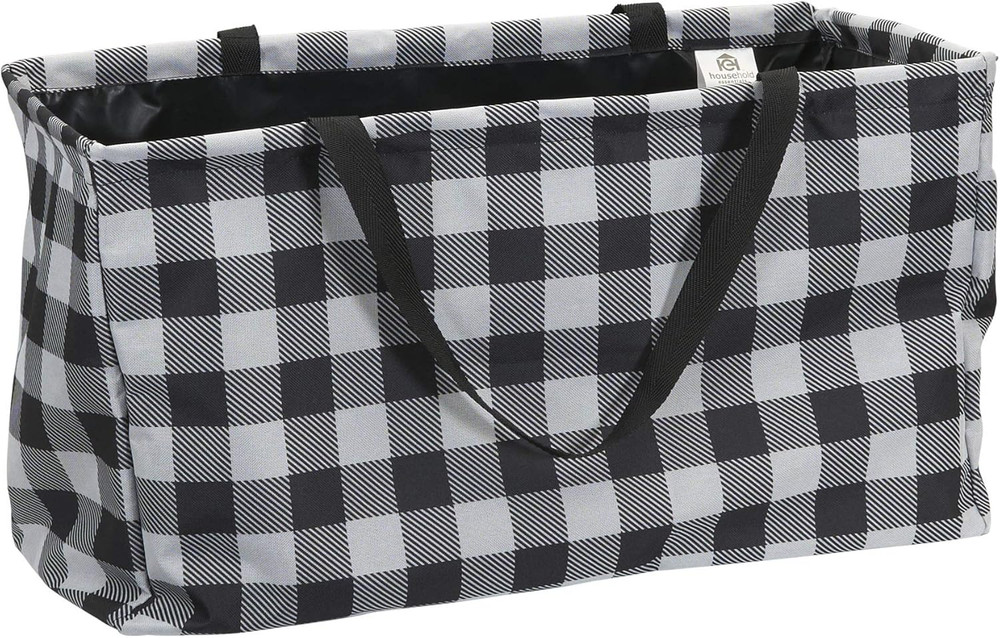 Black and White Plaid Krush Container All-Purpose Utility Tote