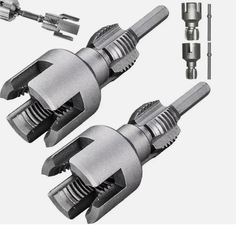 2Pcs 1/2''&3/4'' Water Pipe Integrated Internal & External Pipe Threading Tool