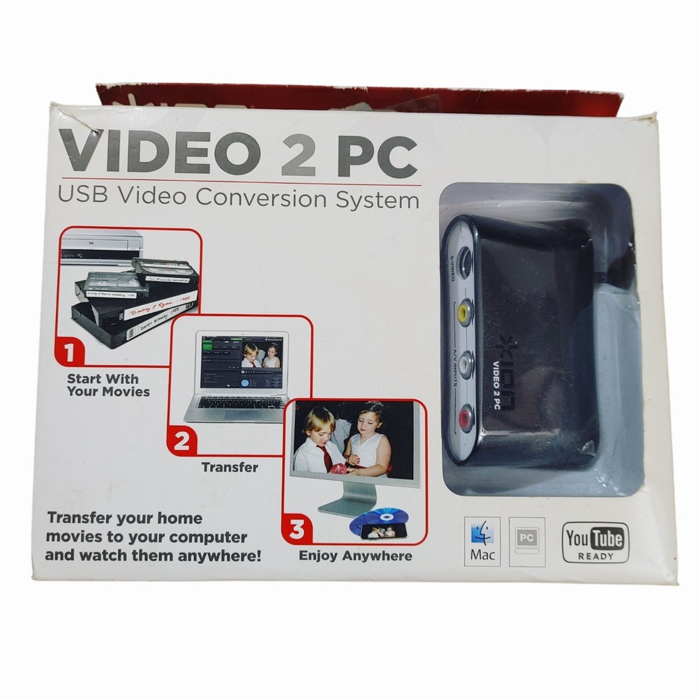 Video 2 PC USB Video Conversion System Cables Software Mac PC Compatible YouTube