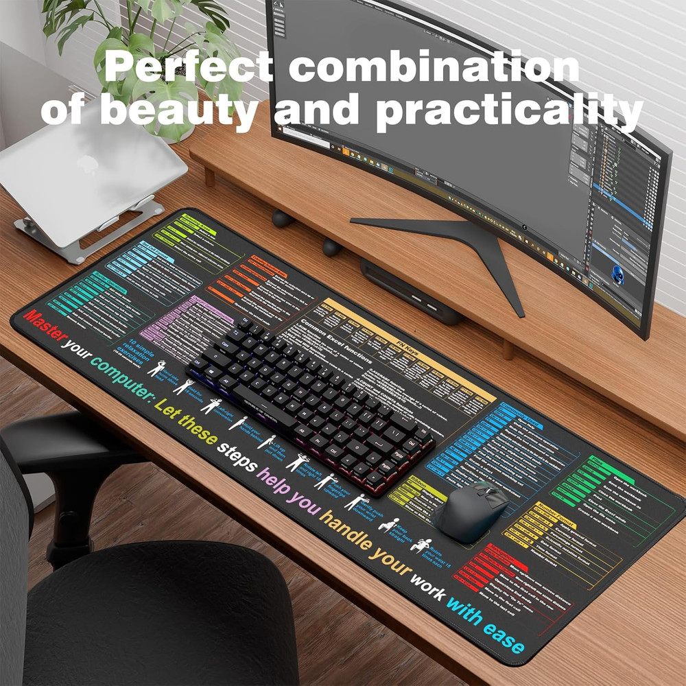 Excel Cheat Sheet Desk Pad—Contains 9 Major Excel Function Modules|Large XL Size