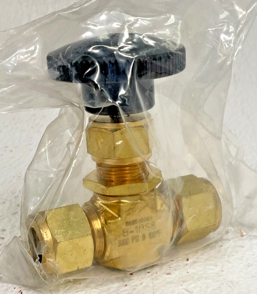 SWAGELOK B-1RS8 1/2" Brass Needle Valve Compression End, 3000-psi