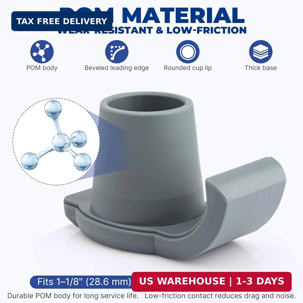 Walker Ski Glides for 1 1/8" Folding Walkers, 4 Pack Replacement Walker Glides,