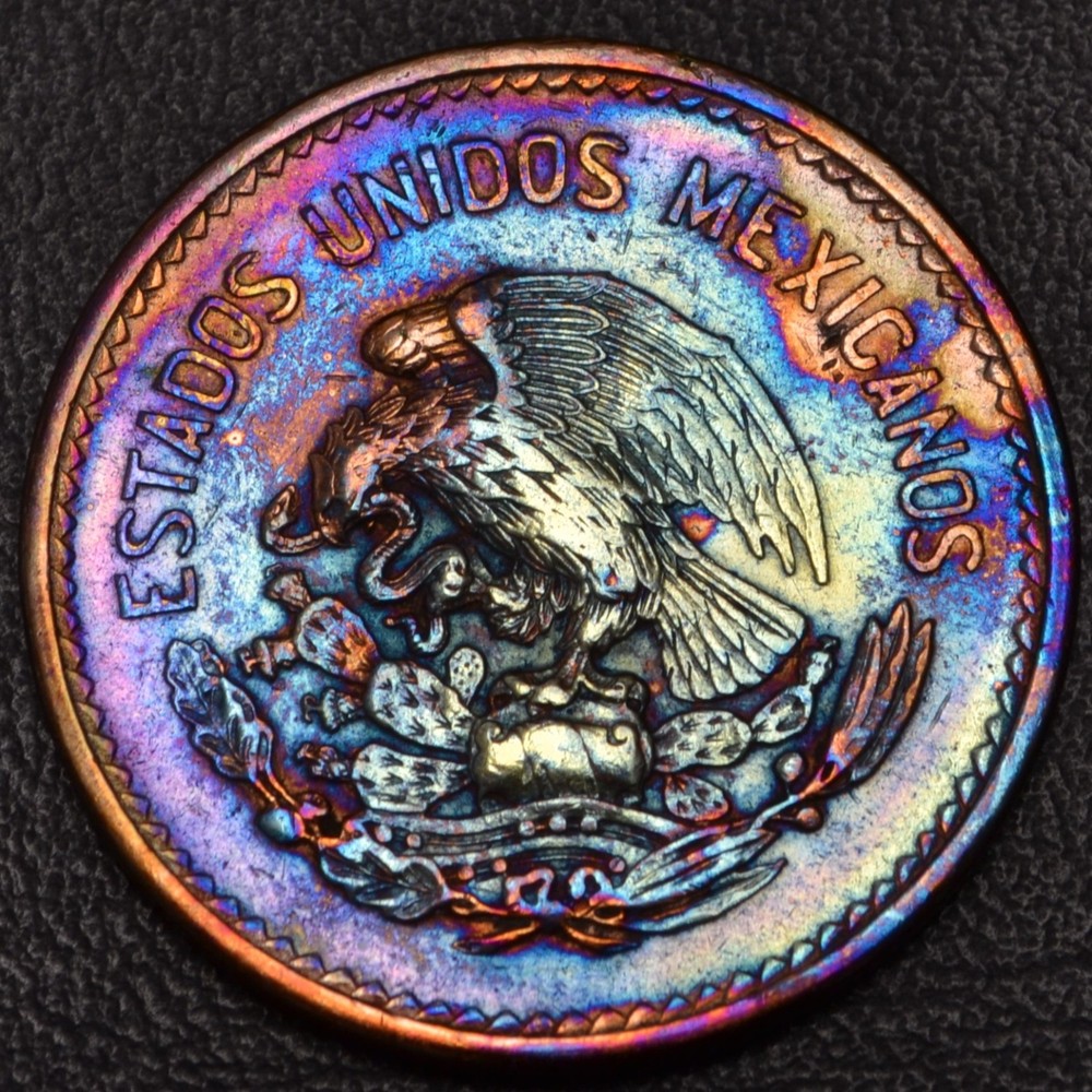 1943 Mexico 20 Centavos toning (60-99)