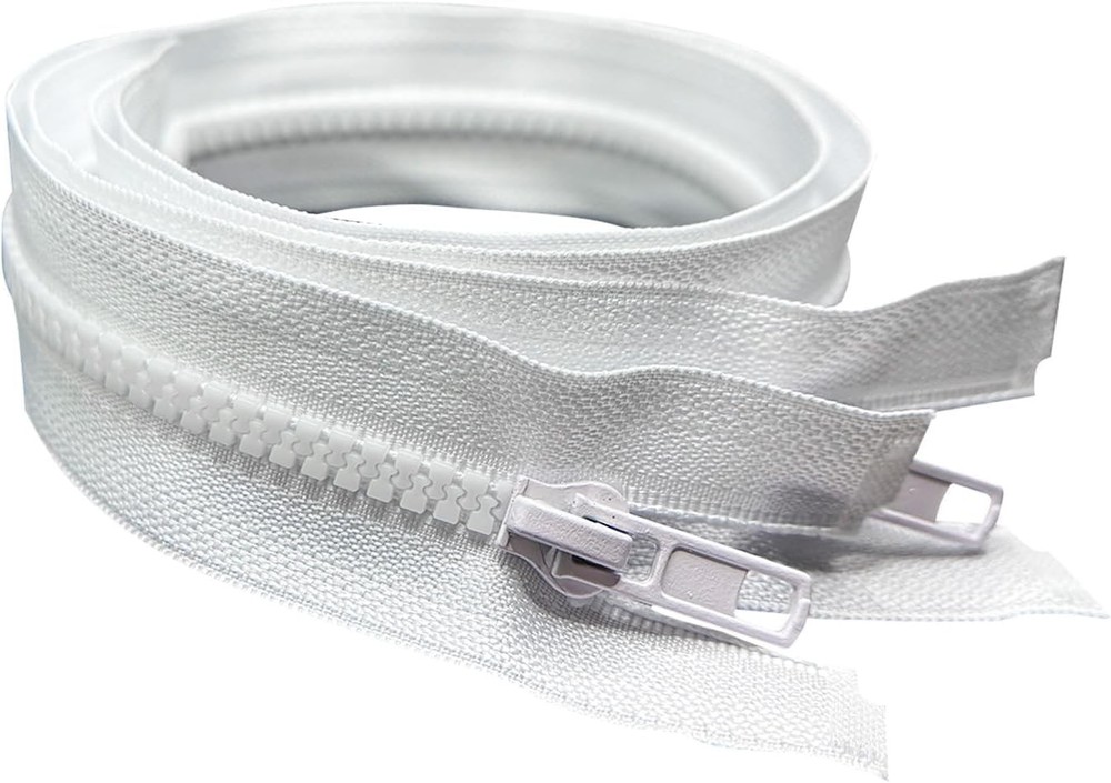 2 PCS 5 Separating Jacket Zippers 23 Inch White Molded Plastic For Coats