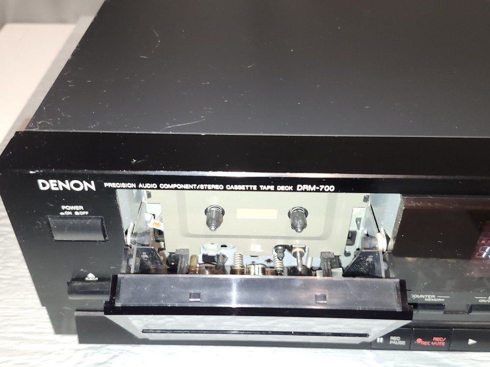 Denon DRM-700 Stereo Cassette Deck - *MISSING REWIND BUTTON, but WORKS NICELY