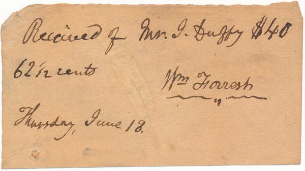 William FORREST / Autograph Document Signed