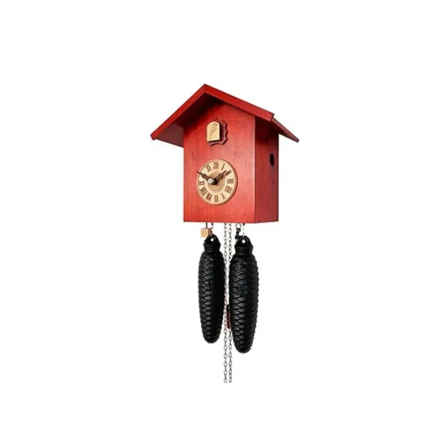 Red Rustic Black Forest German Cuckoo Clock, Handmade Traditional Cuckoo Clock
