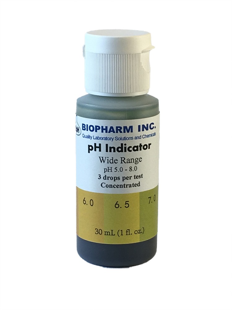 Biopharm Wide Range pH Indicator Solution 30 mL with 2 Empty Capped Test Tubes