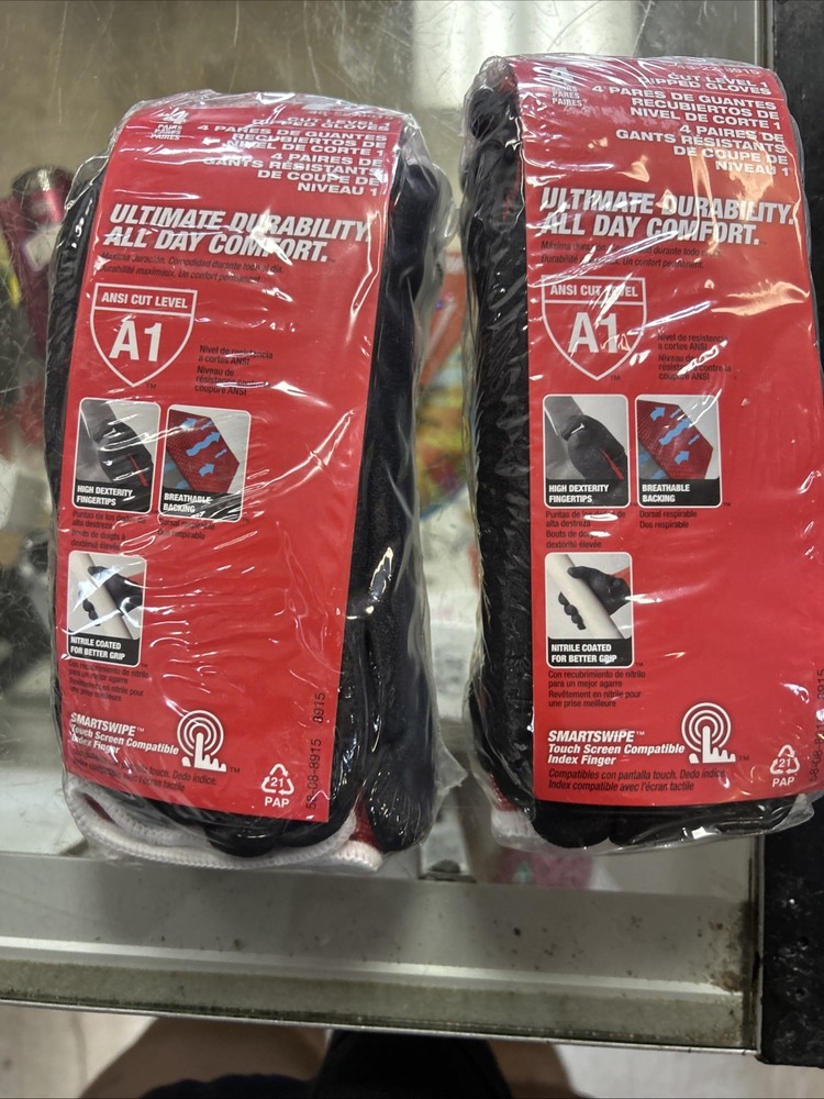 Medium Red Nitrile Level 1 Cut Resistant Dipped Work Gloves(2 4-Pack)