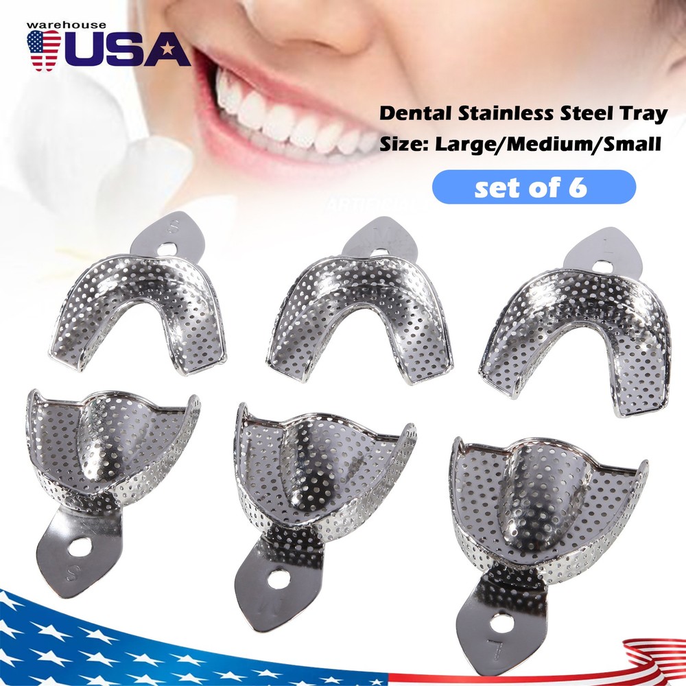 6 Dental Impression Trays set PERFO Denture Instruments