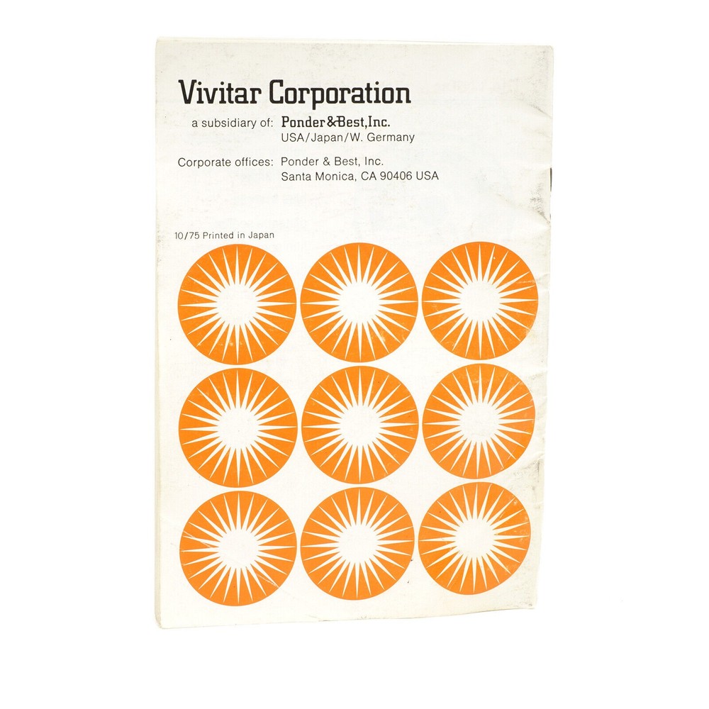 Vivitar Automatic Electronic Flash Model 292 Instruction Manual