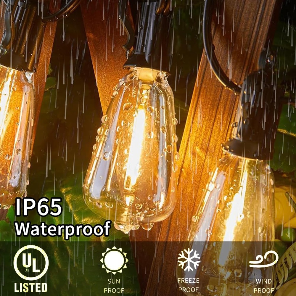 10 Pack ST38 Edison Replacement Bulbs, Warm White LED Clear Bulbs, E12 Base, Ene