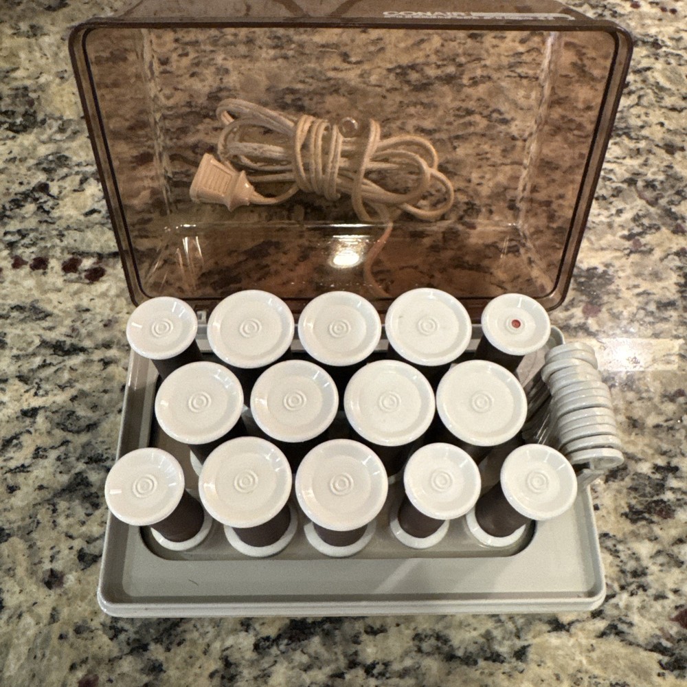Vtg Conair Cushion Curls II Hot Rollers Curlers w/clips Tested Work! Model HS-7