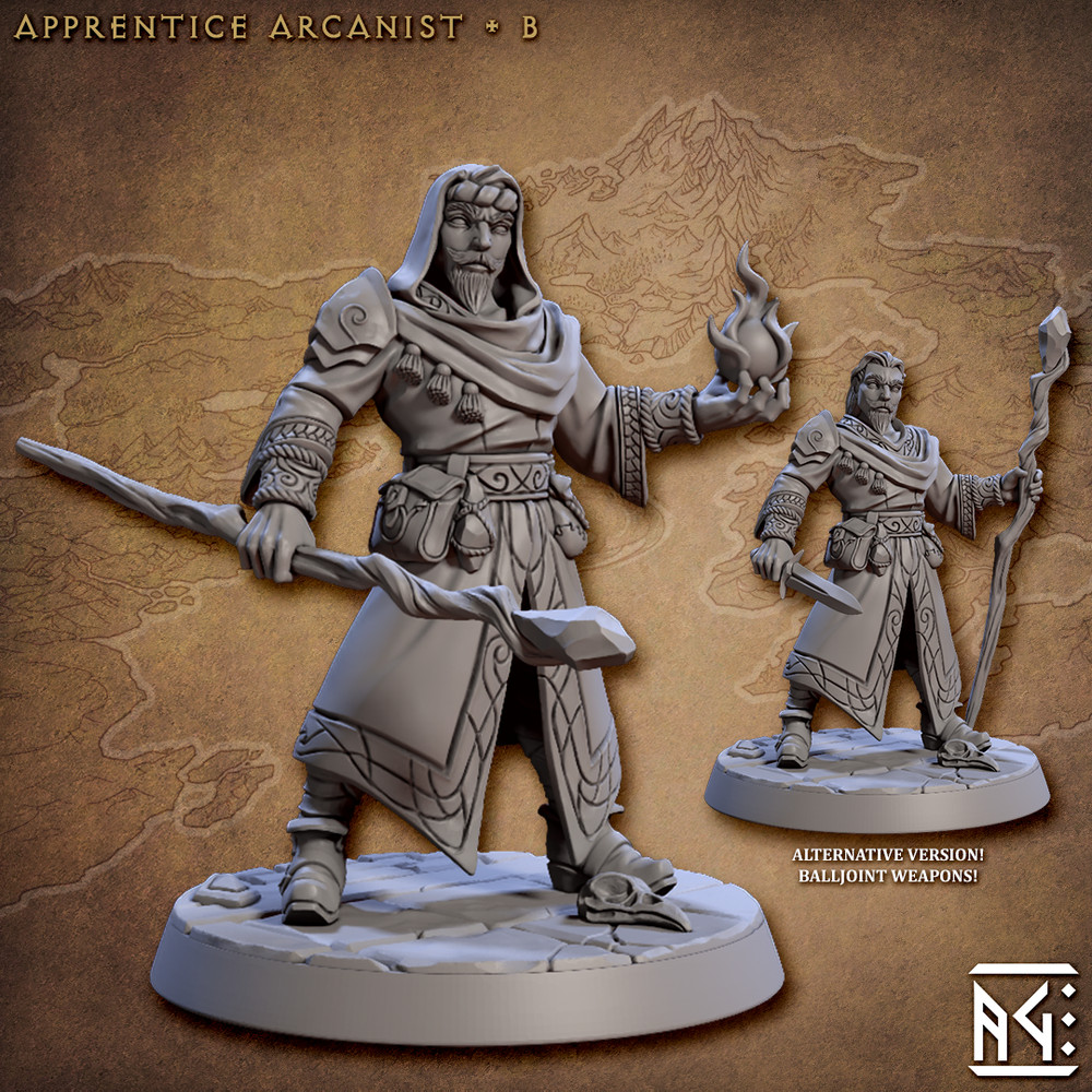 Apprentice Mage Wizard  B - Alternate - Artisan Guild - Fantasy D&D Miniature