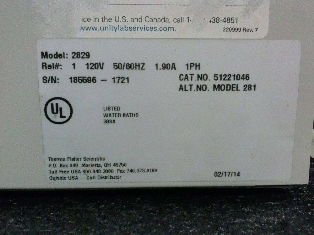 THERMO FISHER 2829 51221046 Microprocessor Controlled 280 Series Water Bath