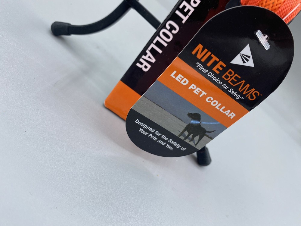 Nite Beams L.E.D. Pet Collar Medium High Visibility Orange