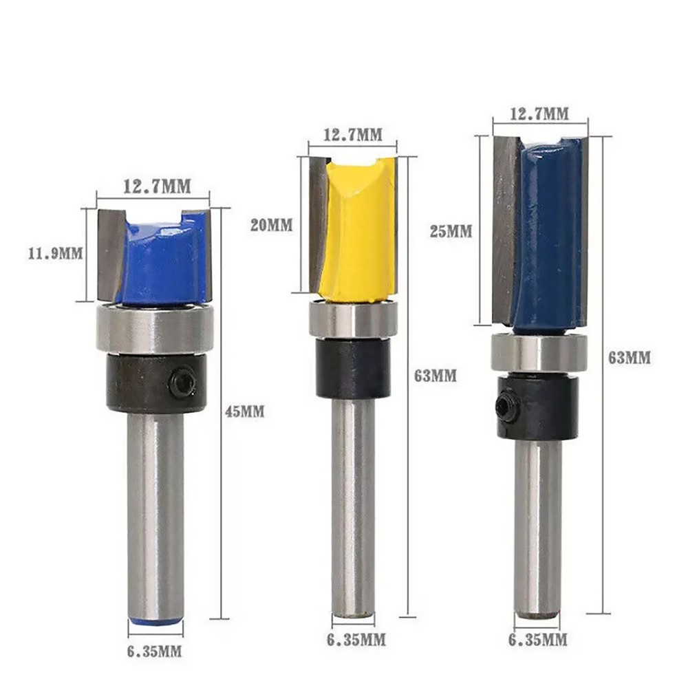 3x 1/4 Shank Extra Cutting Straight Router Bit Flush Trim Pattern Milling Cutter