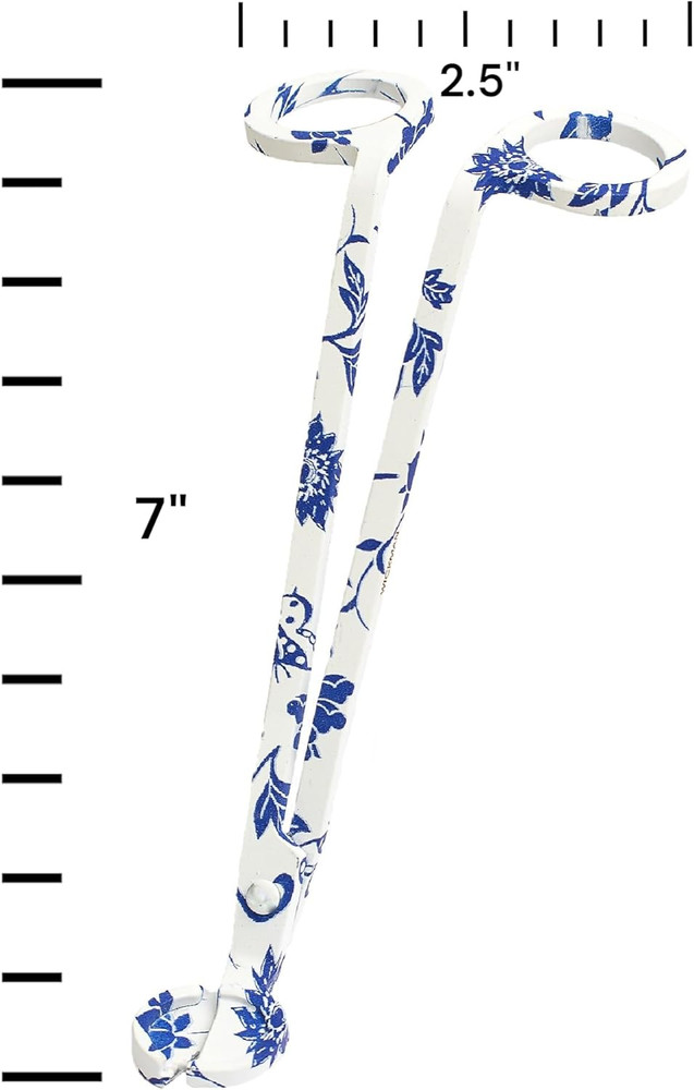 Wick Trimmer with Ornate Blue and White Nature Pattern by