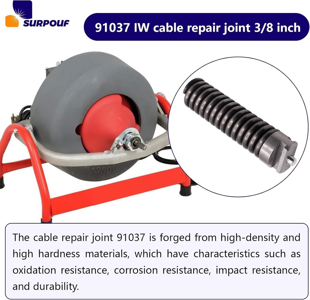 Cable Repair Coupling Compatible with Drain Cleaning Cable