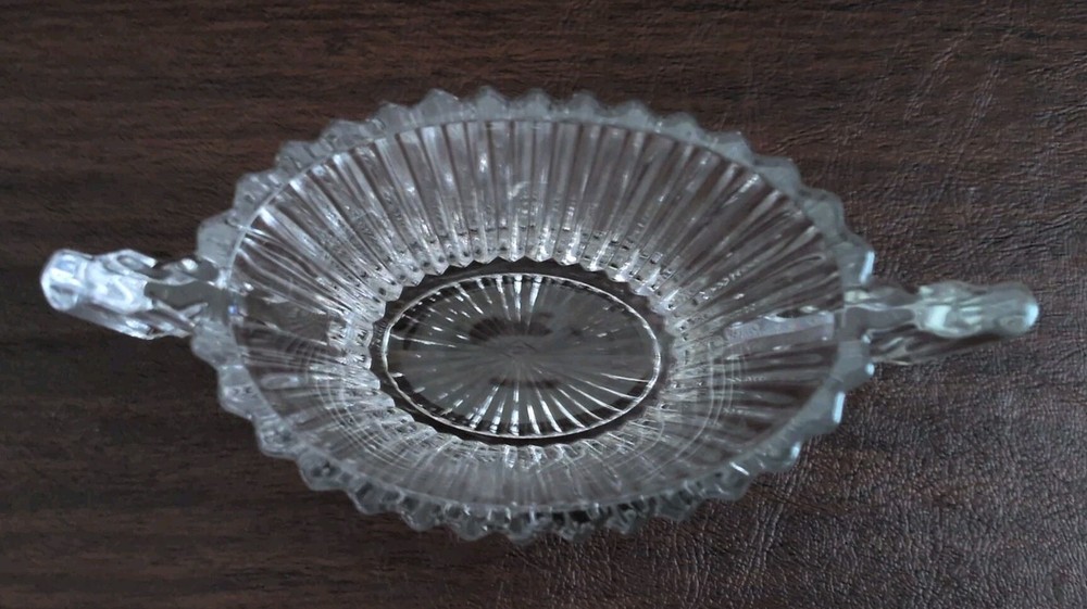 Vintage Heisly Clear Glass Sugar & Creamer Ridgeleigh Pattern EUC