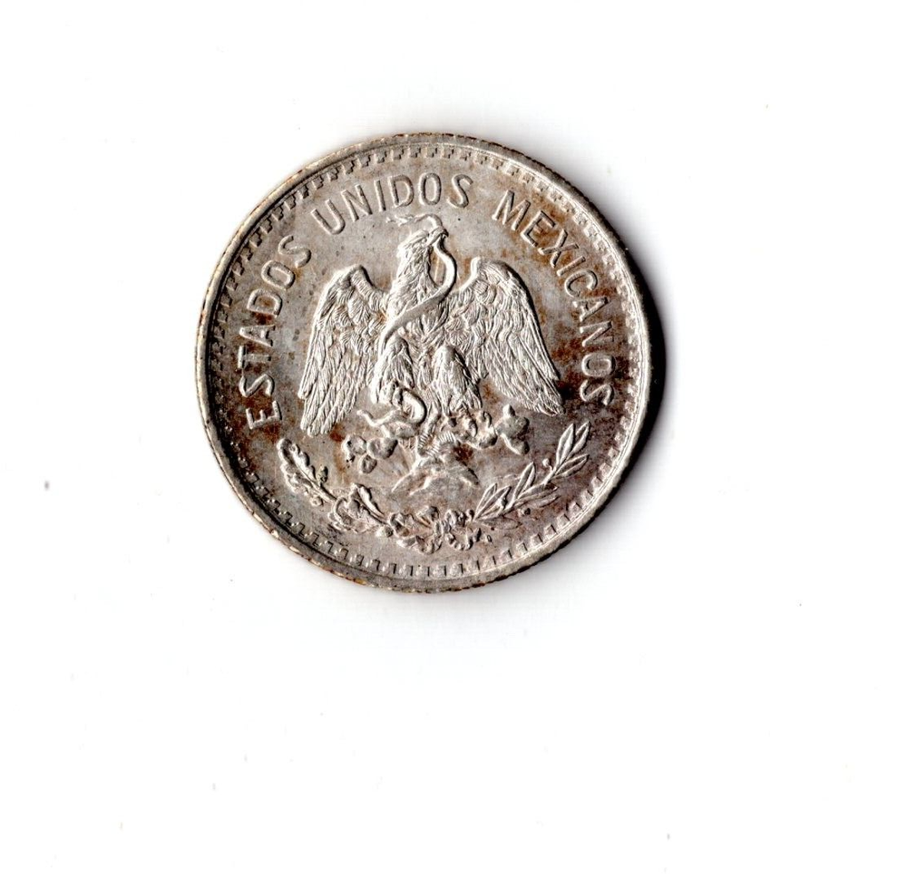 1914 MEXICO 10 CENTOS SILVER COIN, CHOICE UNC