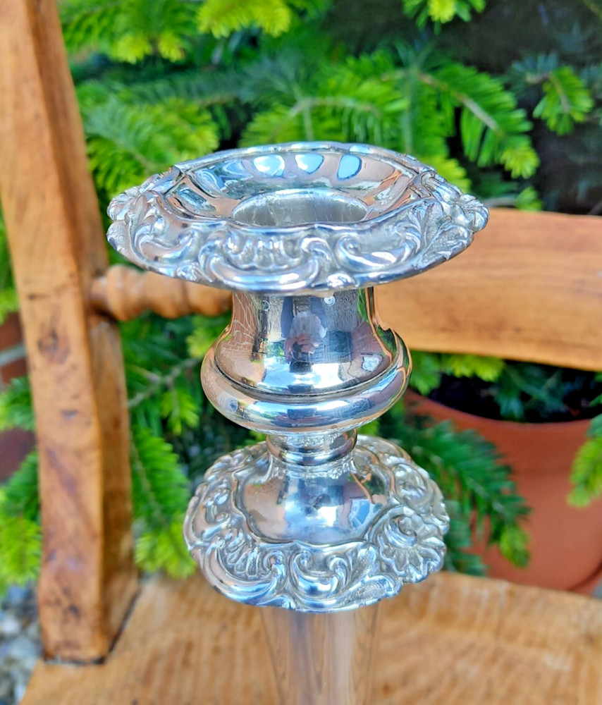 Antique Large Silver Plate Candlestick Holder