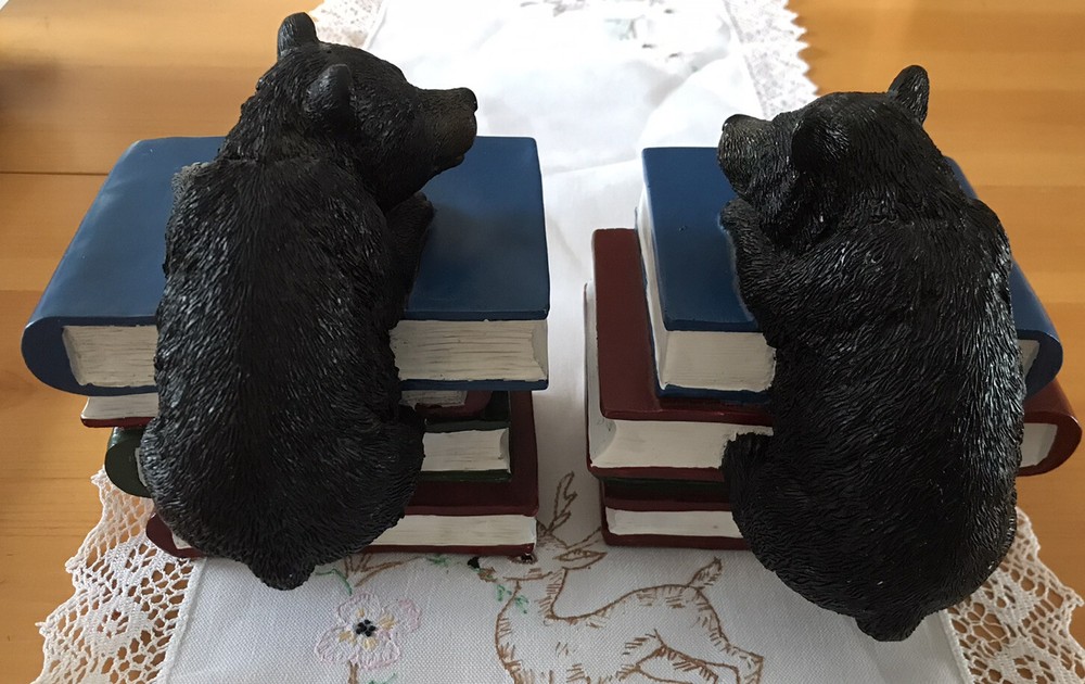 Black Bears On Book Stacks Bookends.