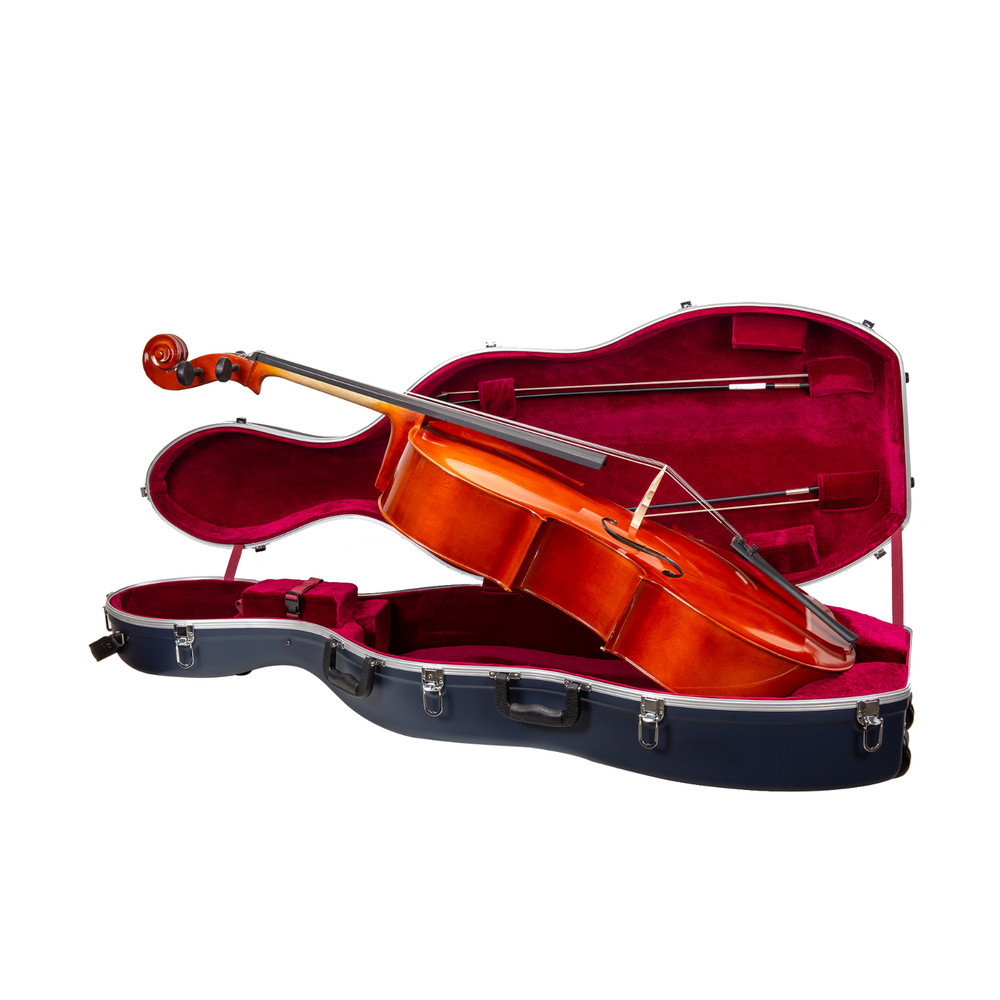 Crossrock 4/4 & 3/4 Cello Case with Wheels-Matte Blue ABS Shell-Backpack Strap