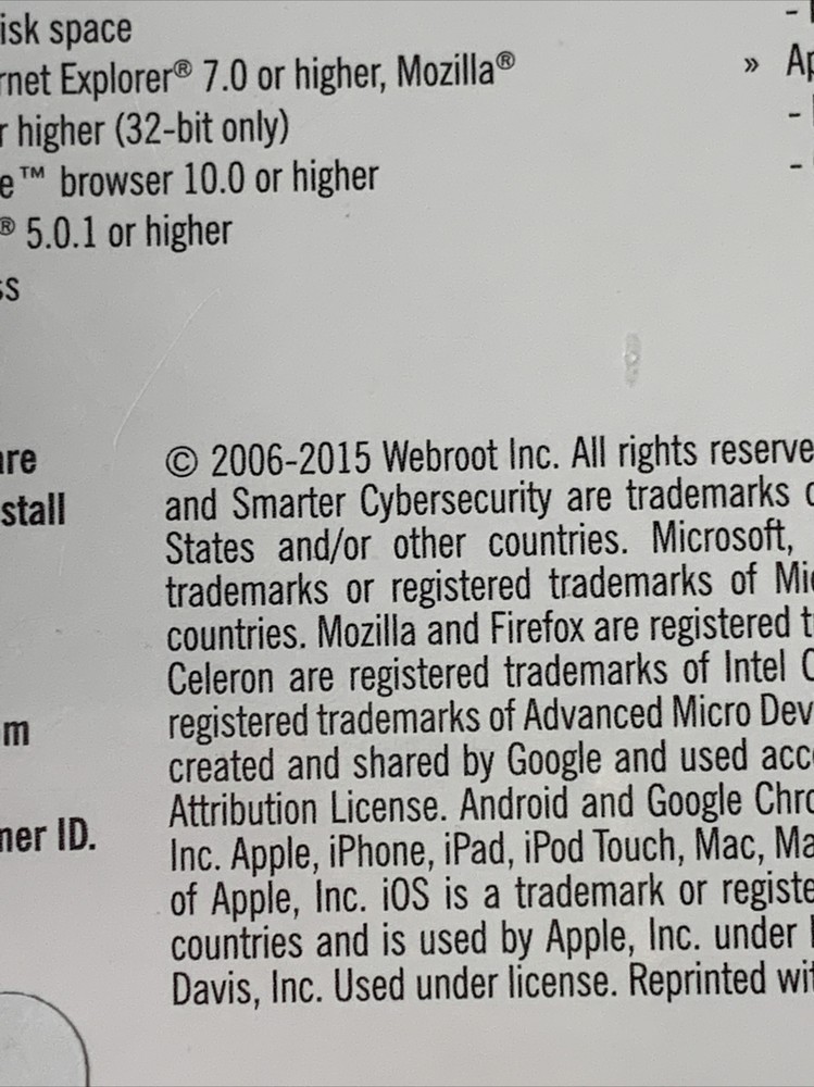 WEBROOT Secure Anywhere Internet Security 3 DEVICES (Mac PC Android iOS Mobile)