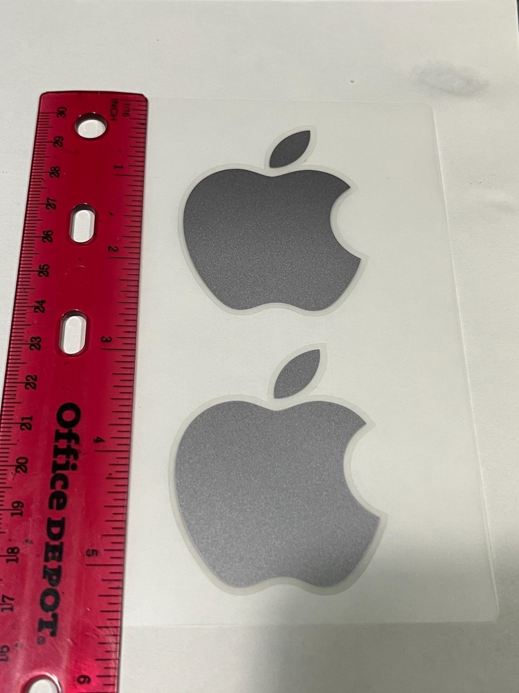 2 Genuine Authentic Apple Stickers-Decals Gray OEM