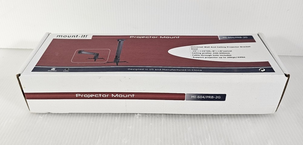 NEW Mount-it, MI-604/PRB-2G, Projector Mount Ceiling & Wall Mount 44 Lbs Max