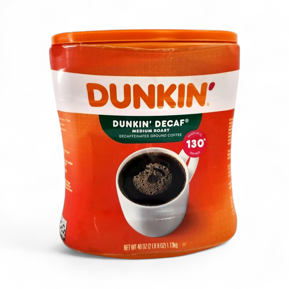 Dunkin' Decaffeinated Medium Roast Ground Coffee Canister - 40 oz