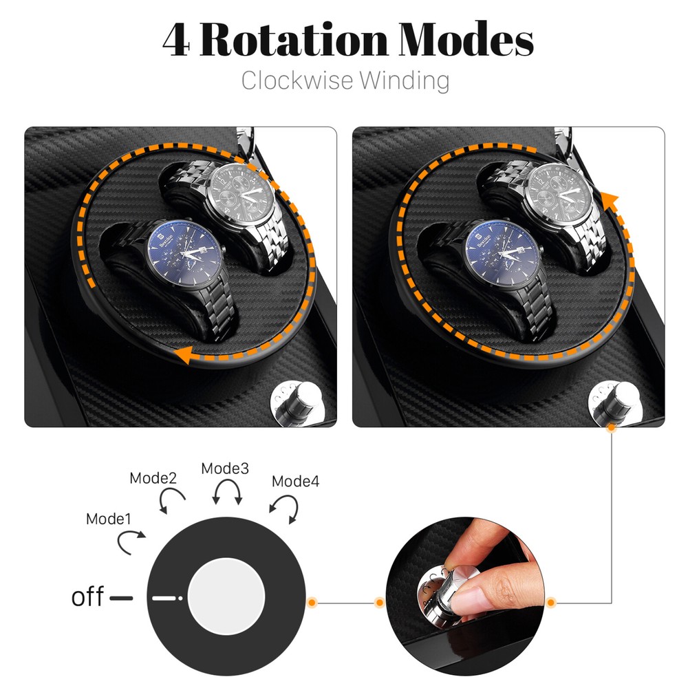 Watch Winder for Automatic Watches Double Watch Winder 4 Level Speed Quiet Case