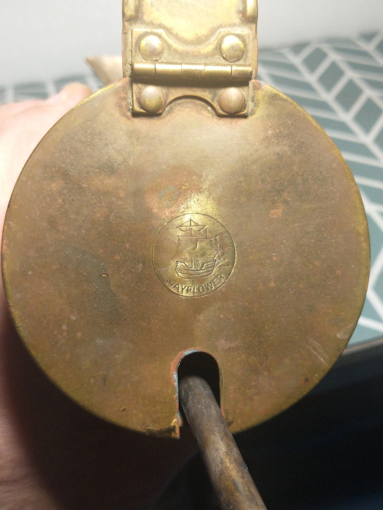 Antique Howes MAYFLOWER Brass Cape Cod Fire Starter Wall Mount Complete