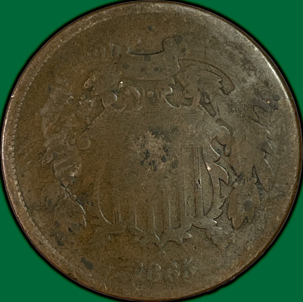 1865 Two Cent Piece Good G Coin #38334