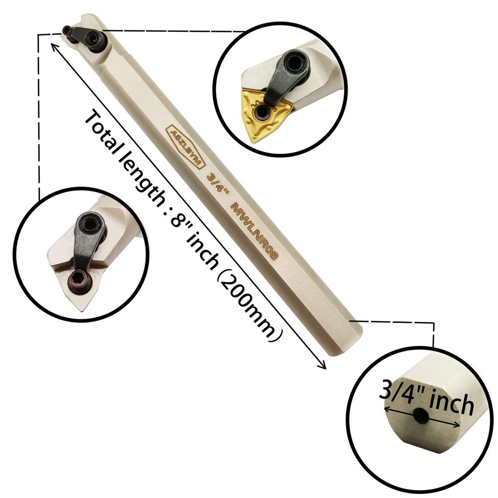 3/4" Internal Boring Bar Holder with TiN Coated CNC Inserts - Precision Tooling