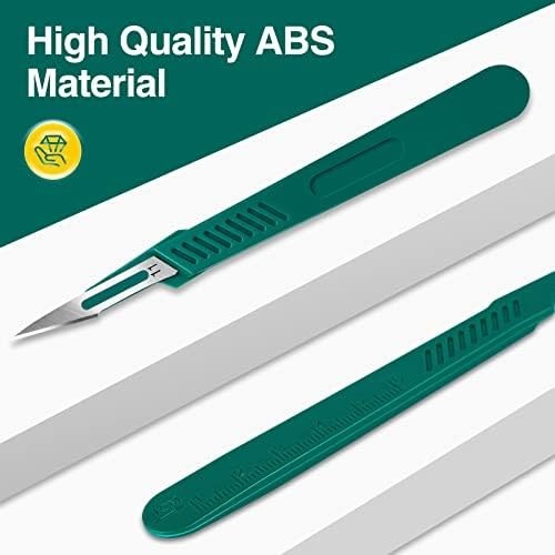 Sharp Disposable Scalpel Blades - 10PC Set with Safety Covers & Ruler Handle