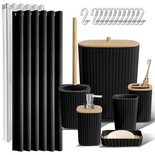 Bathroom Accessories Set - Bathroom Set, Bathroom Accessory Complete Set Black