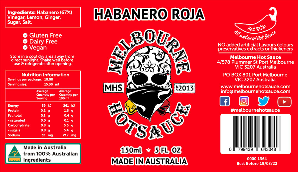 Melbourne Hot Sauce Classic 6 pack