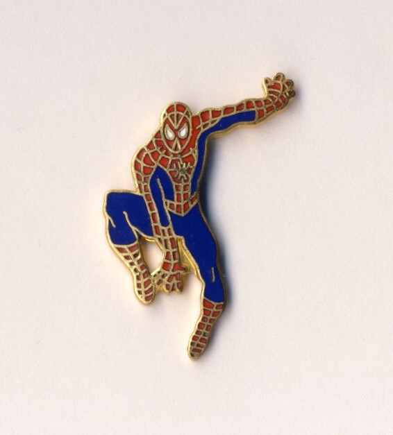 1987 PLANET STUDIOS Marvel AMAZING SPIDER-MAN Cloisonne Pin #001 GOLD Back MINT