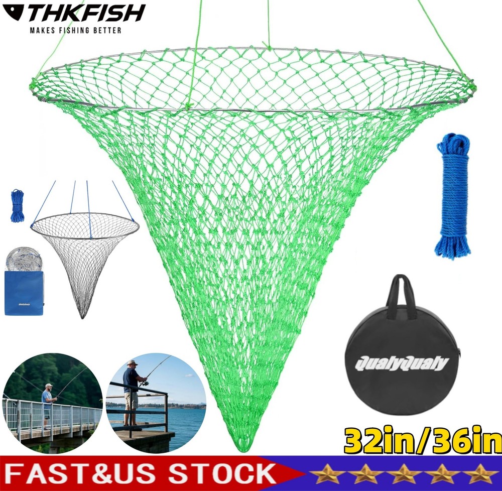 Foldable Bridge and Pier Fishing Net Drop Net Multi-Purpose Foldable Rubber US