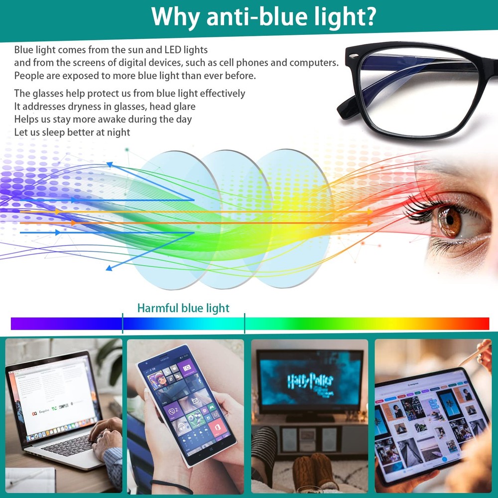 VIDEBLA 3 Pack Progressive Multifocus Reading Glasses One Size, 3 Mix Color